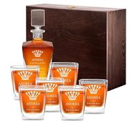 Maverton set caraffa + 6 bicchieri per whisky - Decanter da 800 ml in vetro - Incisione personalizzata - Completo per il whisky per anniversario - Ideale per il tuo Lui - Re