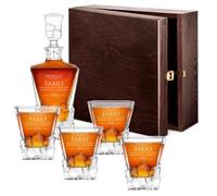 Maverton set Caraffa per whisky in vetro con 4/6 bicchieri - ideale per alcolici e liquori - 950 ml - incisione personalizzata - ottimo per acqua - pensiero speciale per Lui - ottima annata