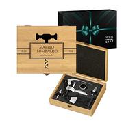 Maverton Set Cavatappi da Vino Deluxe - Kit da Sommelier Personalizzato - Scatola in Legno di bambù + 8 Pezzi di Accessori Vino - Regalo Uomo - Ottima Annata