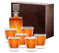 Maverton set Decanter da whisky con 6 bicchieri - incisione personalizzata - Caraffa vetro con tappo 810 ml - Bottiglia per whiskey - pensiero originale donna - per compleanno - Liquore