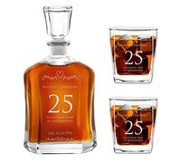 Maverton Set Decanter per Whisky in vetro - da 700 ml - incisione personalizzata - Caraffa + 2/4/ 6 bicchieri - idea regalo per l'anniversario per la coppia di sposi o fidanzati - Amore-Cuore