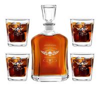 Maverton Set Decanter per Whisky in vetro - da 700 ml - incisione personalizzata - Caraffa + 4/6 bicchieri - idea regalo per il compleanno per l’ uomo - Leggenda