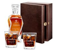 Maverton Set Decanter per Whisky in vetro - da 700 ml - incisione personalizzata - Caraffa con 2/4/ 6 bicchieri - idea regalo per il compleanno - per l’ uomo - Un’ottima annata