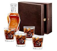 Maverton Set Decanter per Whisky in vetro - da 700 ml - incisione personalizzata - Caraffa con 4/6 bicchieri - idea regalo per il compleanno - per l’ uomo - Dei campi