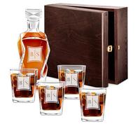 Maverton Set Decanter per Whisky in vetro - da 700 ml - incisione personalizzata - Caraffa con 4/6 bicchieri - idea regalo per il compleanno - per l’ uomo - Quadrato flessibile