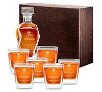 Maverton Set Decanter per Whisky in vetro - da 700 ml - incisione personalizzata - Caraffa con 6 bicchieri - idea regalo per il compleanno - per l’ uomo - Un’ottima annata