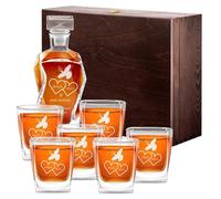 Maverton Set Decanter per Whisky in vetro - da 700 ml - incisione personalizzata - Caraffa con 6 bicchieri - idea regalo per l'anniversario - La colomba