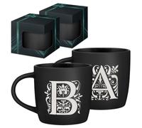 Maverton Set di 2 Tazze Colazione - Due Tazze Personalizzate in Ceramica Nere Opache - Tazzine Caffe per Coppia con Dedica Incisa - Idee Regalo Fidanzato Anniversario Genitori