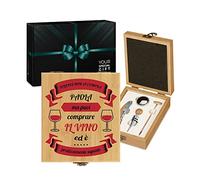 Maverton Set di Accessori da Vino - Kit Cavatappi da Vino Degustazione Perfetta Personalizzato - Scatola in Legno di bambù + 4 Pezzi di Accessori Vino - Regalo Donna - Felicità