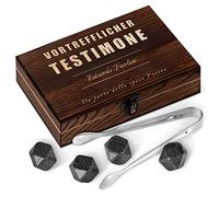 Maverton Set di Pietre da Whisky - Un cofanetto di legno con incisione personalizzata - 6 cubetti di ghiaccio - Riutilizzabili - In granito - Idea per compleanno uomo - testimone