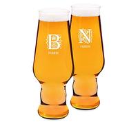 Maverton set x2 Bicchieri per la Birra - particolari - in vetro con personalizzazione - capienza 400 ml - H20 cm x Ø7,8 cm - Perfetti per ogni coppia amante della buona Birra - lettere miniate