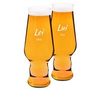 Maverton set x2 Bicchieri per la Birra - particolari - in vetro con personalizzazione - capienza 400 ml - H20 cm x Ø7,8 cm - Perfetti per ogni coppia amante della buona Birra - lei e lui