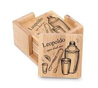 Maverton Sottobicchieri in bambù - 7,7cm x 7,7cm - completo da 6 pezzi - con incisione personalizzata - quadrati - pensiero speciale per l’ uomo - drinkman