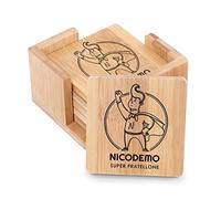 Maverton Sottobicchieri in bambù - 7,7cm x 7,7cm - completo da 6 pezzi - con incisione personalizzata - quadrati - pensiero speciale per l’ uomo - super fratellone