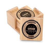 Maverton Sottobicchieri in bambù - con incisione personalizzata - 7,7cm x 7,7cm - completo da 6 pezzi - quadrati - pensiero speciale per la donna (buon intenditore)