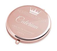 Maverton Specchietto da Borsa Personalizzato con Incisione Laser - Specchio Ingranditore + Specchio - Specchio Trucco - Pieghevole - Tascabile - regalo donna - Sorella