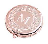 Maverton Specchietto da Borsa Personalizzato con Incisione Laser - Specchio Ingranditore + Specchio - Specchio Trucco - Pieghevole - Tascabile - regalo donna - Iniziale