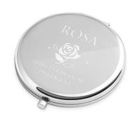 Maverton Specchietto da Borsa Personalizzato con Incisione Laser - Specchio Ingranditore + Specchio - Specchio Trucco - Pieghevole - Tascabile - regalo donna - Rosa