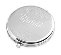 Maverton Specchietto da Borsa Personalizzato con Incisione Laser - Specchio Ingranditore + Specchio - Specchio Trucco - Pieghevole - Tascabile - regalo donna - regalo di Natale - Ragazze