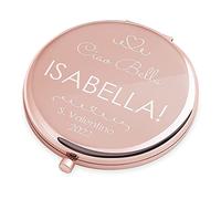 Maverton Specchietto da Borsa Personalizzato con Incisione Laser - Specchio Ingranditore + Specchio - Specchio Trucco - Pieghevole - Tascabile - regalo donna - S.Valentino