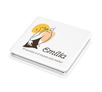 Maverton Specchietto da Borsa Personalizzato con la Stampa - Specchio Quadrato Bianco - Specchio Ingranditore + Specchio - Specchio Trucco - Pieghevole - Tascabile - regalo donna - Sagoma