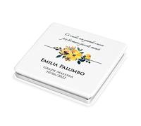 Maverton Specchio Quadrato Bianco da Borsetta - Personalizzazione Stampata a Colori - Specchio Trucco - 2 in 1 - Ingrandimento + Normale - regalo donna compleanno - Maestra