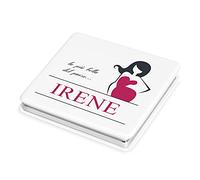 Maverton Specchio Quadrato Bianco da Borsetta - Personalizzazione Stampata a Colori - Specchio Trucco - 2 in 1 - Ingrandimento + Normale - regalo donna compleanno - Bellissima