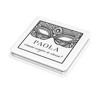 Maverton Specchio Quadrato Bianco da Borsetta - Personalizzazione Stampata a Colori - Specchio Trucco - 2 in 1 - Ingrandimento + Normale - regalo donna compleanno - Maschera