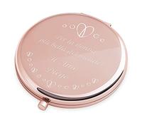 Maverton Specchio Rotondo da Borsetta - Personalizzato con Incisione Laser - 2 in 1 - Specchio Ingranditore + Specchio - Specchio Trucco - regalo donna compleanno - Amore