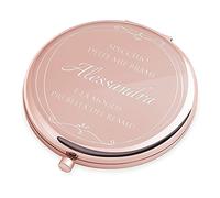 Maverton Specchio Rotondo da Borsetta - Personalizzato con Incisione Laser - 2 in 1 - Specchio Ingranditore + Specchio - Specchio Trucco - regalo donna compleanno - Reame