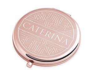 Maverton Specchio Rotondo da Borsetta - Personalizzato con Incisione Laser - 2 in 1 - Specchio Ingranditore + Specchio - Specchio Trucco - regalo donna compleanno - Labirinto