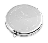Maverton Specchio Rotondo da Borsetta - Personalizzazione a Incisione Laser - 2 in 1 - Specchio Ingranditore + Specchio - Specchio Trucco - regalo donna compleanno - Mamma