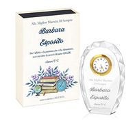 Maverton Statuetta di vetro con orologio - Con incisione - In scatola personalizzata - Di cristallo - Orologio - Regalo per insegnante - MAESTRA