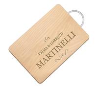 Maverton Tagliere di legno incisione personalizzata - Battilardo classico con manico - tagliere legno formaggi - Gadget cucina per coppia - Taglieri rettangolari 32 x 25 cm - Signori