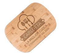 Maverton Tagliere in bambù - incisione personalizzata - battilardo rettangolare - eco-friendly - dimensioni 35cm x 25cm - pensiero speciale per la donna - miglior cuoca