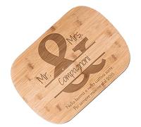 Maverton Tagliere in bambù - incisione personalizzata - eco-friendly - battilardo rettangolare - dimensioni 35cm x 25cm - pensiero speciale per la coppia - Mr. & Mrs.