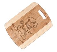 Maverton Tagliere in bambù - incisione personalizzata - eco-friendly - dimensioni 35cm x 25cm - battilardo rettangolare con il manico - pensiero speciale per uomo - cuoco