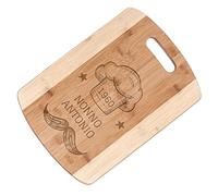 Maverton Tagliere in bambù - incisione personalizzata - eco-friendly - dimensioni 35cm x 25cm - battilardo rettangolare con il manico - pensiero speciale per uomo - nonno