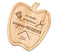 Maverton Tagliere in legno di faggio - dimensioni 32cm x 28cm - a forma di mela - incisione personalizzata - battilardo - pensiero speciale per l’ uomo - re della grigliata