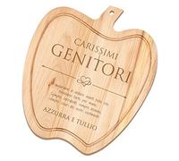Maverton Tagliere in legno di faggio - incisione personalizzata - battilardo - a forma di mela - dimensioni 32cm x 28cm - pensiero speciale per la coppia - carissimi...