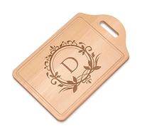 Maverton Tagliere rettangolare di legno incisione personalizzata - Battilardo con manico - gadget di legno per cucina - taglieri per aperitivi per donna - 38 x 23 cm - lettera