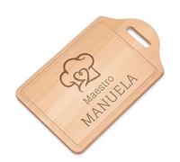 Maverton Tagliere rettangolare di legno incisione personalizzata - Battilardo con manico - gadget di legno per cucina - taglieri per aperitivi per donna - 38 x 23 cm - regalo di Natale - Maestro