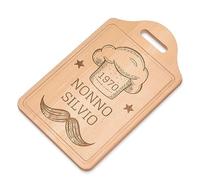 Maverton Tagliere rettangolare di legno incisione personalizzata - Battilardo con manico - Set per cucina - tagliere classico per aperitivi per uomo - 38 x 23 cm - Nonno