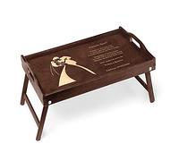 Maverton Tavolino Colazione a Letto Personalizzato a Laser - Tavolo Pieghevole - Colore Marrone Scuro - Vassoio Multifunzione - idee - regalo - per anniversario, matrimonio - Sposi