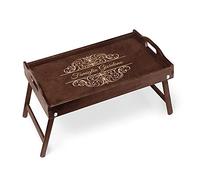Maverton Tavolino Colazione a Letto Personalizzato a Laser - Tavolo Pieghevole - Colore Marrone Scuro - Vassoio Multifunzione - idee - regalo - per anniversario, matrimonio - Ornamento