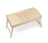 Maverton Tavolino Colazione a Letto Personalizzato a Laser - Tavolo Pieghevole in Legno di Pino - Colore Naturale - idee regalo per anniversario, matrimonio - Buon appetito