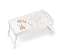 Maverton Tavolino da Letto per Colazione Personalizzato a Laser - Tavolo Pieghevole Bianco - Vassoio Multifunzione - idee regalo per anniversario, matrimonio - Sposi