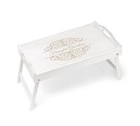 Maverton Tavolino da Letto per Colazione Personalizzato a Laser - Tavolo Pieghevole Bianco - Vassoio Multifunzione - idee regalo per anniversario, matrimonio - Ornamento
