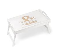 Maverton Tavolino da Letto per Colazione Personalizzato a Laser - Tavolo Pieghevole Bianco - Vassoio Multifunzione - idee regalo per anniversario, matrimonio - Insieme