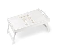 Maverton Tavolino da Letto per Colazione Personalizzato a Laser - Tavolo Pieghevole Bianco - Vassoio Multifunzione - idee regalo per anniversario, matrimonio - Buon appetito